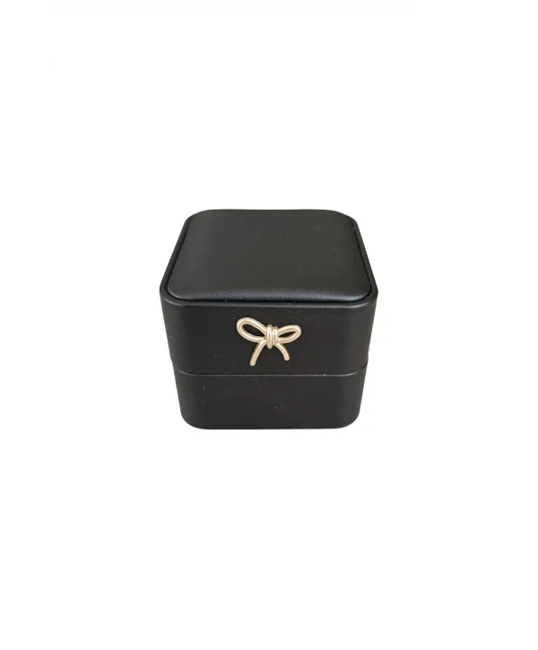 Işıklı Premium Deri Yüzük & Alyans Kutusu (Siyah)