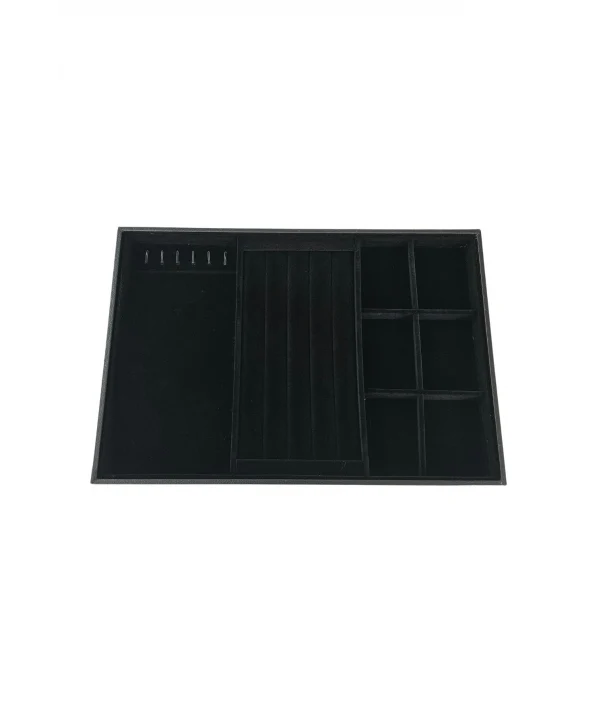 Ithal Organizatör Siyah Süet Tabla Kolye & Zincir & Yüzük Düzenleyici