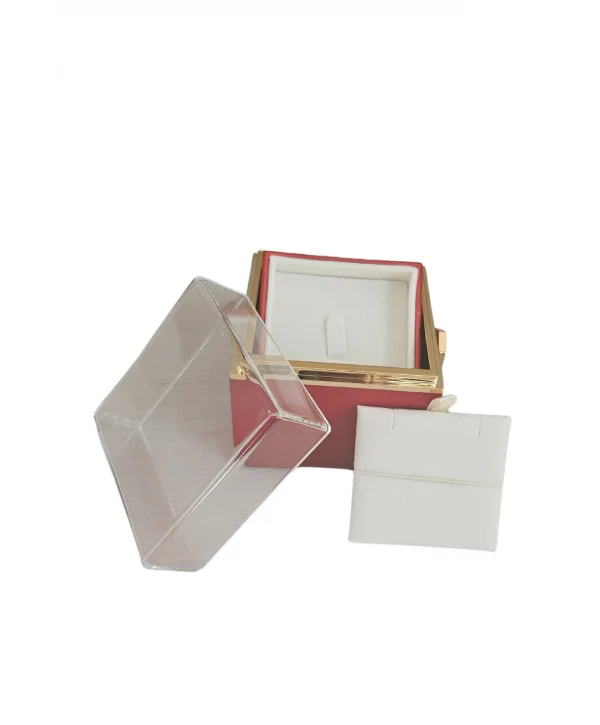 İthal Sonsuz Dönen Güllü Yüzük & Kolye Kutusu (Karton Çantalı) Kırmızı