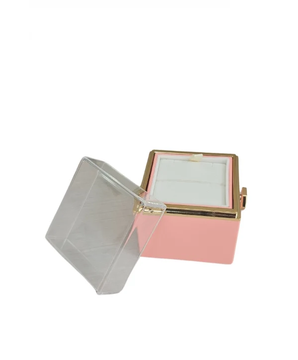 İthal Sonsuz Dönen Güllü Yüzük & Kolye Kutusu (Karton Çantalı) Pudra