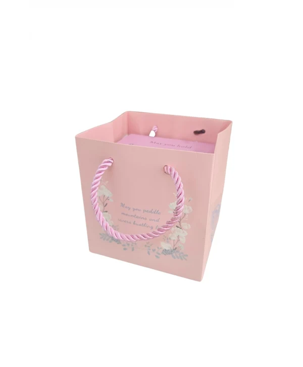 İthal Sonsuz Dönen Güllü Yüzük & Kolye Kutusu (Karton Çantalı) Pudra