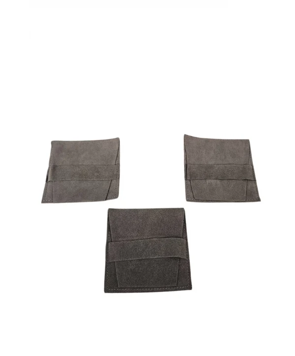 Kadife (Kemerli)Süet Kese Antrasit 10 Adet 8x8 Boy Takı, Altın Kesesi