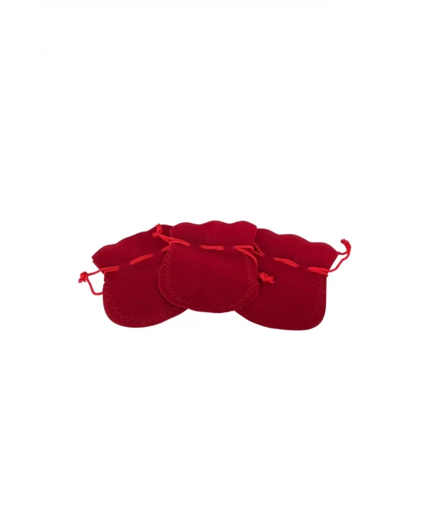 Kadife Kese Kırmızı 100 Adet 8X9 (2) Boy Takı, Altın Kesesi (İpli & Büzgülü)