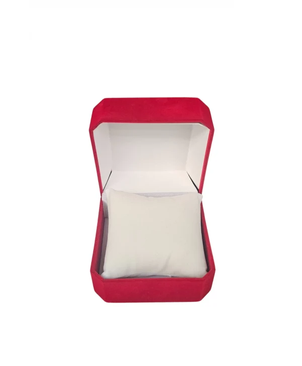 Kadife Menteşeli Saat & Bilezik Kutusu (Kırmızı)