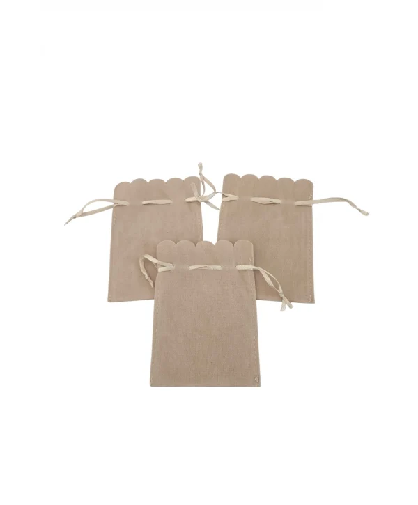 Kadife (SÜET) Yıldız Kese 10 Adet 8,5 x12 cm Boy Takı, Altın Kesesi (Krem)