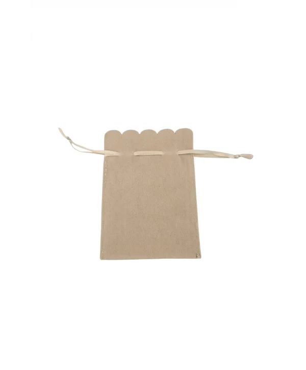 Kadife (SÜET) Yıldız Kese 10 Adet 8,5 x12 cm Boy Takı, Altın Kesesi (Krem)
