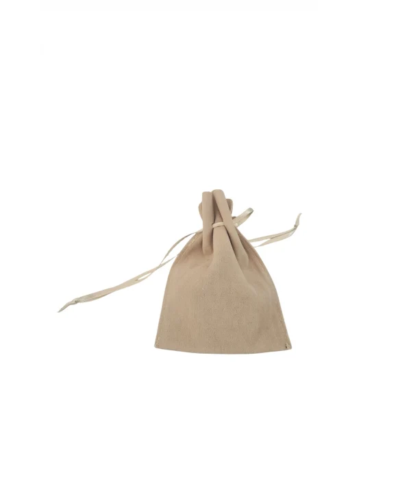 Kadife (SÜET) Yıldız Kese 10 Adet 8,5 x12 cm Boy Takı, Altın Kesesi (Krem)