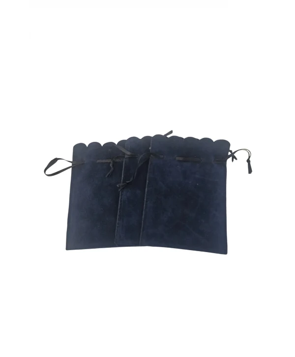 Kadife (SÜET) Yıldız Kese 25 Adet 8,5 x12 cm Boy Takı, Altın Kesesi (Lacivert)