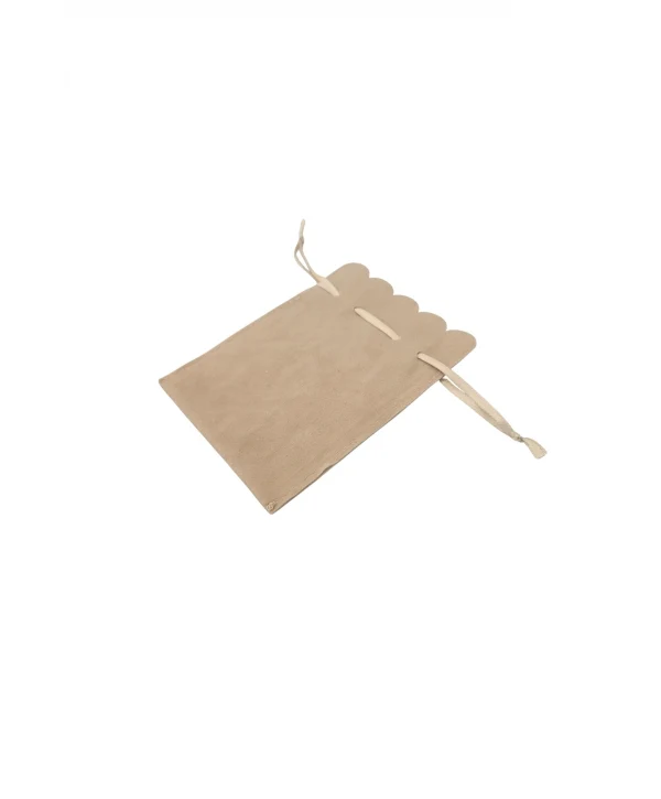 Kadife (SÜET) Yıldız Kese 10 Adet 8,5 x12 cm Boy Takı, Altın Kesesi (Krem)
