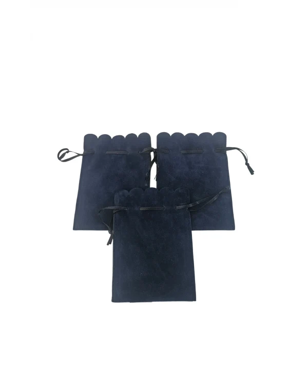 Kadife (SÜET) Yıldız Kese 25 Adet 8,5 x12 cm Boy Takı, Altın Kesesi (Lacivert)