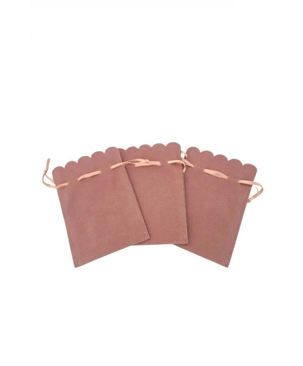 Kadife (SÜET) Yıldız Kese 10 Adet 8,5 x12 cm Boy Takı, Altın Kesesi (Pudra)