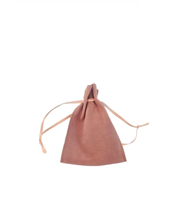 Kadife (SÜET) Yıldız Kese 10 Adet 8,5 x12 cm Boy Takı, Altın Kesesi (Pudra)