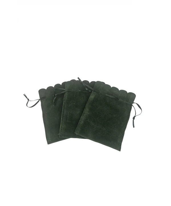 Kadife (SÜET) Yıldız Kese 10 Adet 8,5 x12 cm Boy Takı, Altın Kesesi (Yeşil)