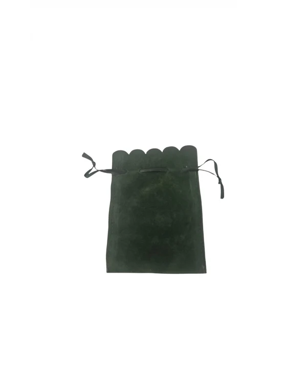 Kadife (SÜET) Yıldız Kese 10 Adet 8,5 x12 cm Boy Takı, Altın Kesesi (Yeşil)
