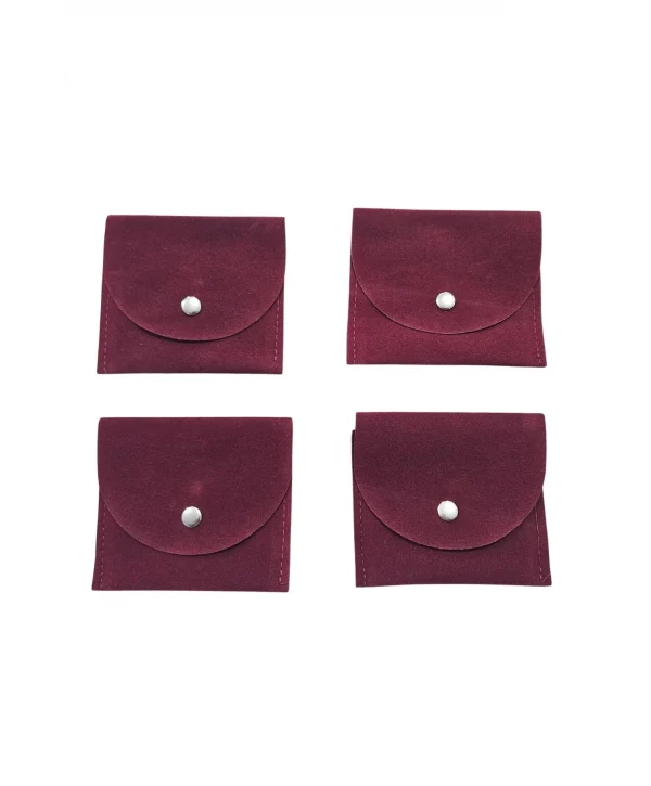Kadife (SÜET) Zarf Kese Bordo 10 Adet 8x10 Boy Takı, Altın Kesesi (ÇITÇITLI)