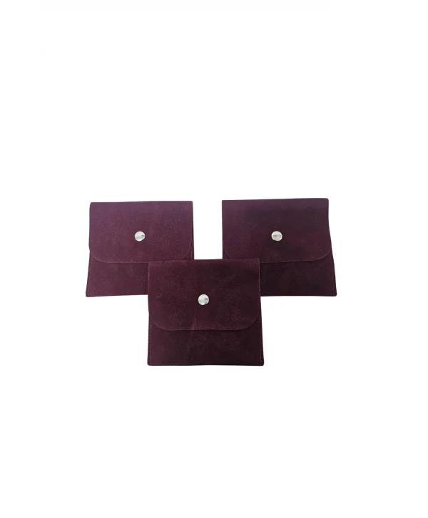 Kadife (SÜET) Zarf Kese Bordo 25 Adet 10x10 cm Boy Takı, Altın Kesesi (ÇITÇITLI)