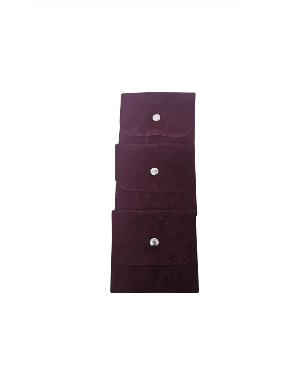 Kadife (SÜET) Zarf Kese Bordo 25 Adet 10x10 cm Boy Takı, Altın Kesesi (ÇITÇITLI)