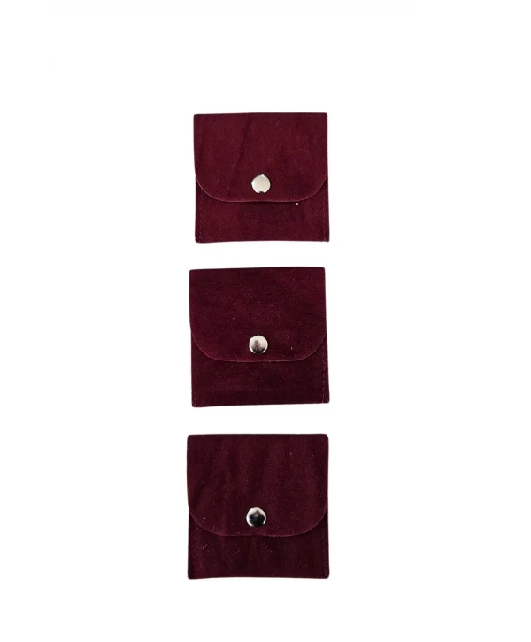 Kadife (SÜET) Zarf Kese Bordo 50 Adet 7x7 cm Boy Takı, Altın Kesesi (ÇITÇITLI)