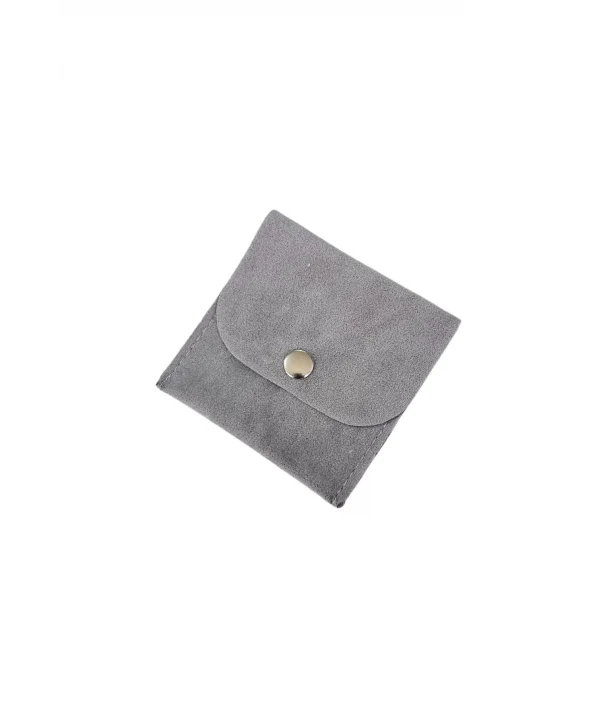 Kadife (SÜET) Zarf Kese Gri 10 Adet 7x7 cm Boy Takı, Altın Kesesi (ÇITÇITLI)