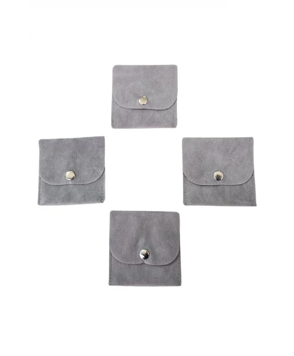 Kadife (SÜET) Zarf Kese Gri 10 Adet 7x7 cm Boy Takı, Altın Kesesi (ÇITÇITLI)