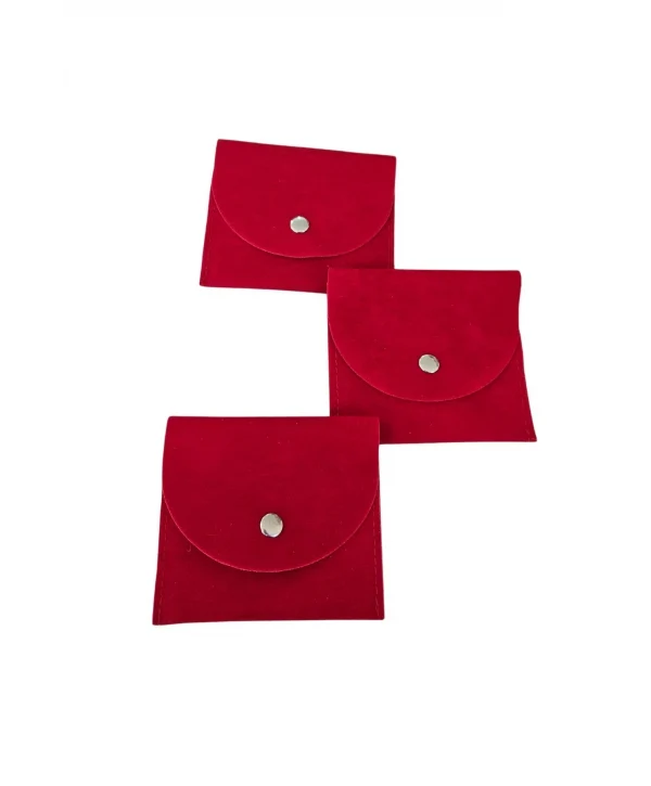 Kadife (SÜET) Zarf Kese Kırmızı 25 Adet 8x10 Boy Takı, Altın Kesesi (ÇITÇITLI)