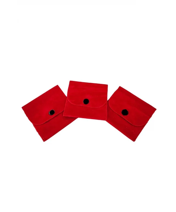 Kadife (SÜET) Zarf Kese Kırmızı 50 Adet 7x7 cm Boy Takı, Altın Kesesi (ÇITÇITLI)