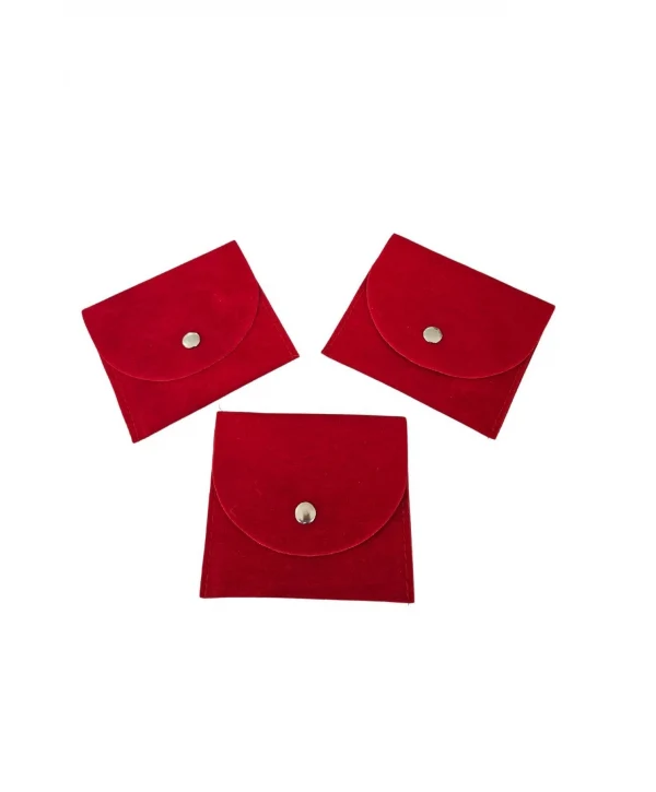 Kadife (SÜET) Zarf Kese Kırmızı 50 Adet 8x10 Boy Takı, Altın Kesesi (ÇITÇITLI)