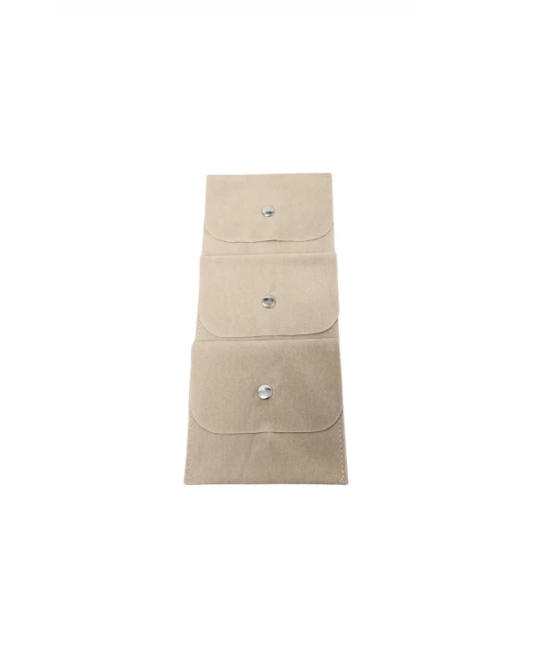 Kadife (SÜET) Zarf Kese Krem 10 Adet 10x10 cm Boy Takı, Altın Kesesi (ÇITÇITLI)