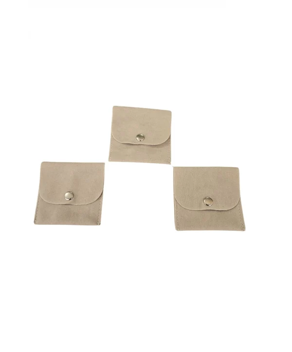 Kadife (SÜET) Zarf Kese Krem 10 Adet 7x7 cm Boy Takı, Altın Kesesi (ÇITÇITLI)