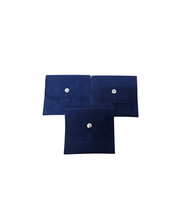 Kadife (SÜET) Zarf Kese Lacivert 10 Adet 10x10 cm Boy Takı, Altın Kesesi (ÇITÇITLI)