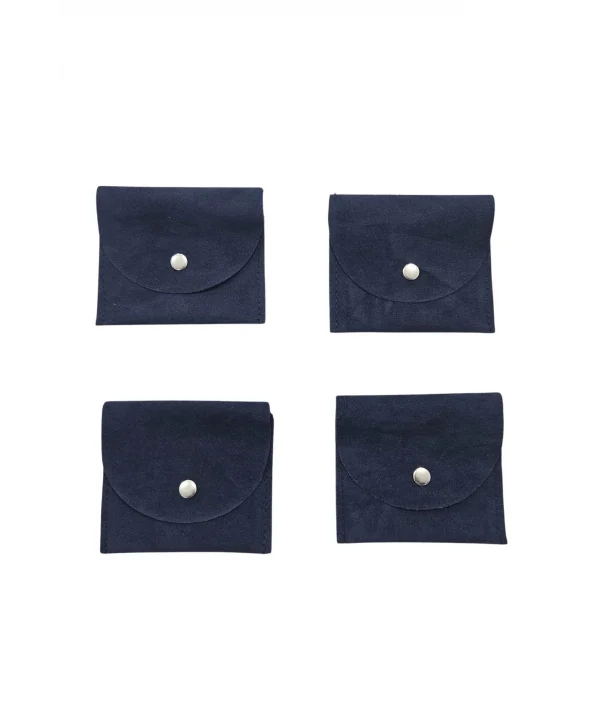 Kadife (SÜET) Zarf Kese Lacivert 25 Adet 8x10 Boy Takı, Altın Kesesi (ÇITÇITLI)