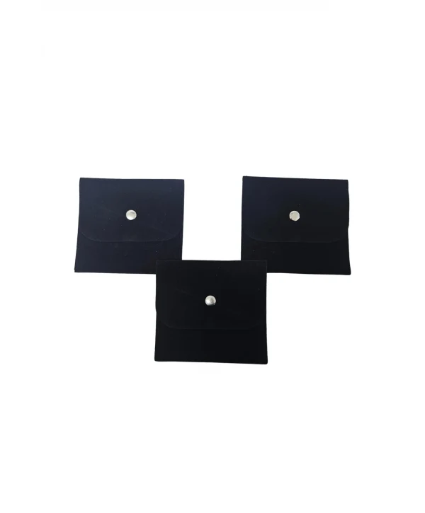 Kadife (SÜET) Zarf Kese Siyah 10 Adet 10x10 cm Boy Takı, Altın Kesesi (ÇITÇITLI)