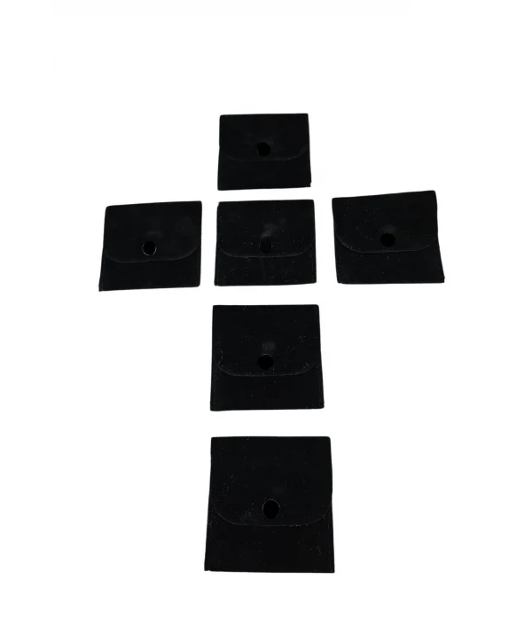 Kadife (SÜET) Zarf Kese Siyah 10 Adet 7x7 cm Boy Takı, Altın Kesesi (ÇITÇITLI)