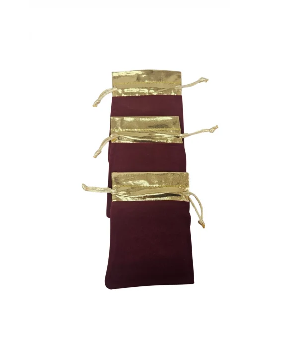 Kadife Üstü Altın Şeritli Bordo 25 Adet 9x12 cm Boy Takı, Altın ve HediyeKesesi