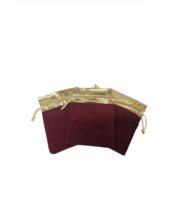 Kadife Üstü Altın Şeritli Bordo 25 Adet 9x12 cm Boy Takı, Altın ve HediyeKesesi