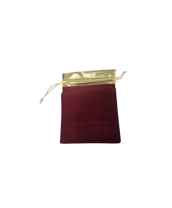 Kadife Üstü Altın Şeritli Bordo 50 Adet 12x14 cm Boy Takı, Altın ve Hediye Kesesi