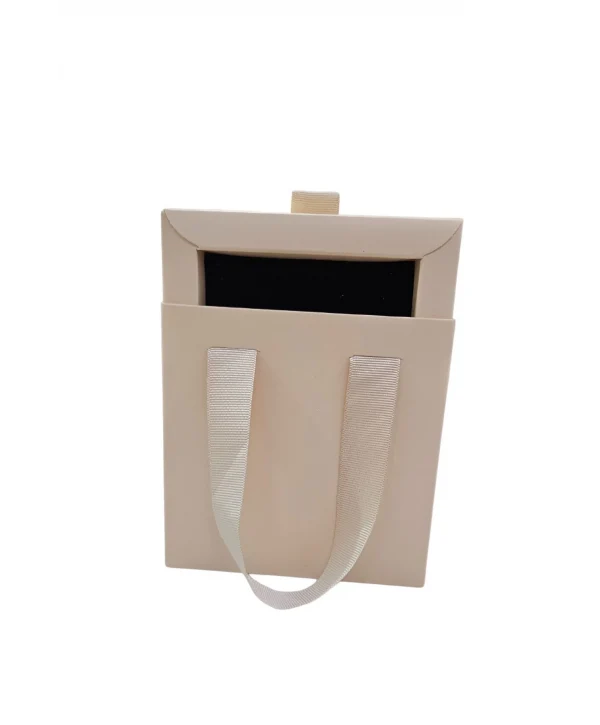 Krem 6 Adet Çekmeceli ve Çantalı Karton Kolye&Mini set Kutusu (12x12 cm )