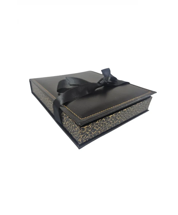 Kurdelalı Deri Set Kutusu (17x20 Cm) Siyah (Deri)