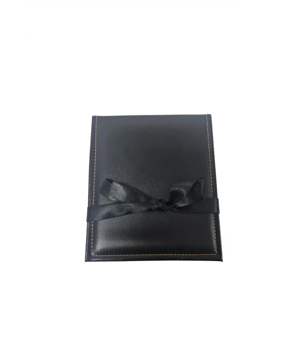 Kurdelalı Deri Set Kutusu (17x20 Cm) Siyah (Deri)