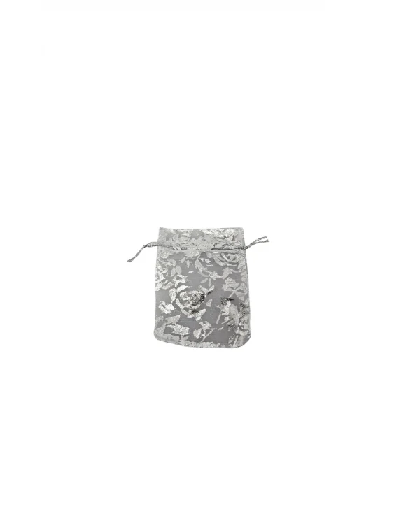 Organize Gül Desenli 25 Adet 7X9 cm Boy Takı, Altın ve Hediye Kesesi(Beyaz)