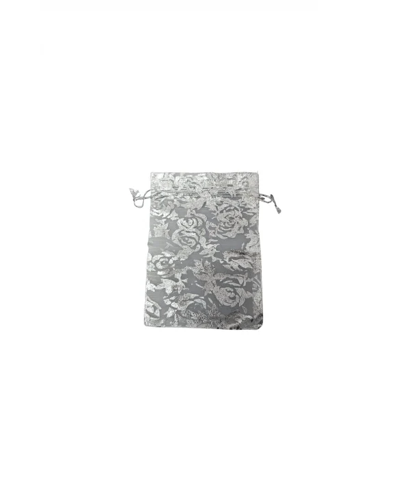 Organize Gül Desenli 25 Adet 9x12 cm Boy Takı, Altın ve Hediye Kesesi(Beyaz)