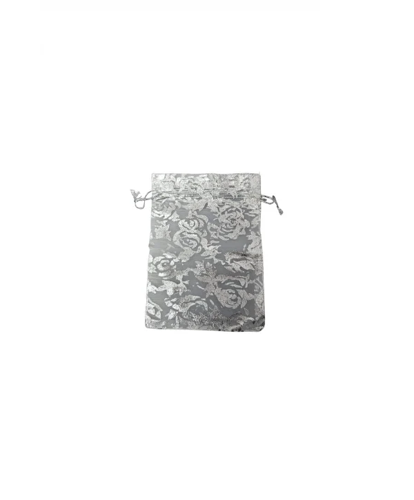 Organize Gül Desenli 50 Adet 9x12 cm Boy Takı, Altın ve Hediye Kesesi(Beyaz)