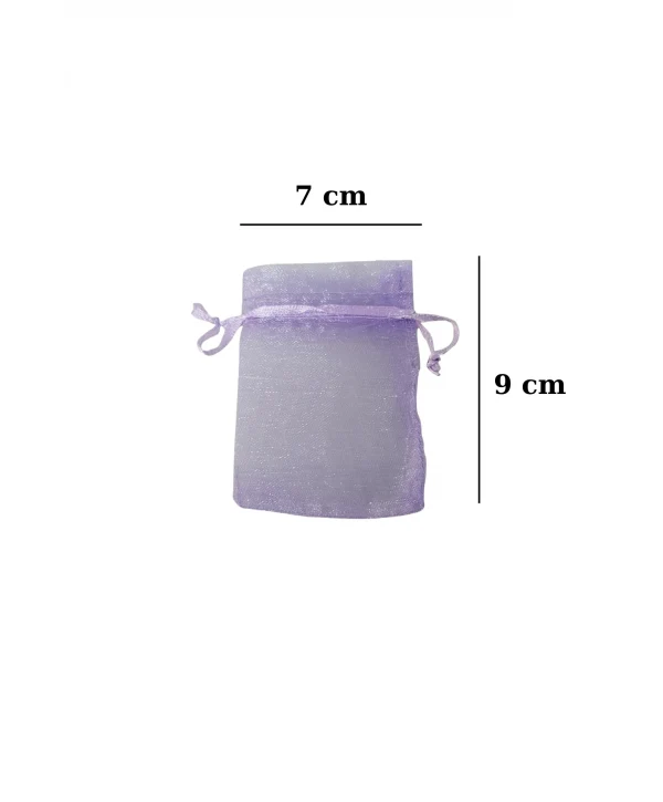 Organize tül Lila 25 Adet 7x9 cm Boy Takı, Altın ve Hediye Kesesi