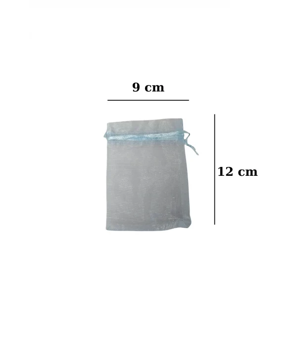 Organize tül Mavi 50 Adet 9x12 cm Boy Takı, Altın ve Hediye Kesesi