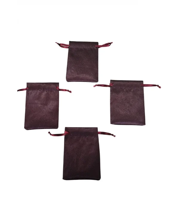 Saten & Parlak Kese Bordo 25 Adet 9x12 cm Takı, Altın Kesesi (ipli & Büzgülü)
