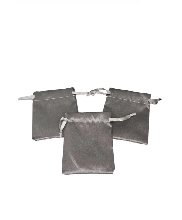 Saten & Parlak Kese Gümüş 25 Adet 9x12 cm Takı, Altın Kesesi (ipli & Büzgülü)