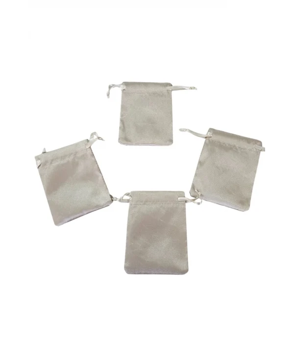 Saten & Parlak Kese Krem 10 Adet 9x12 cm Takı, Altın Kesesi (ipli & Büzgülü)