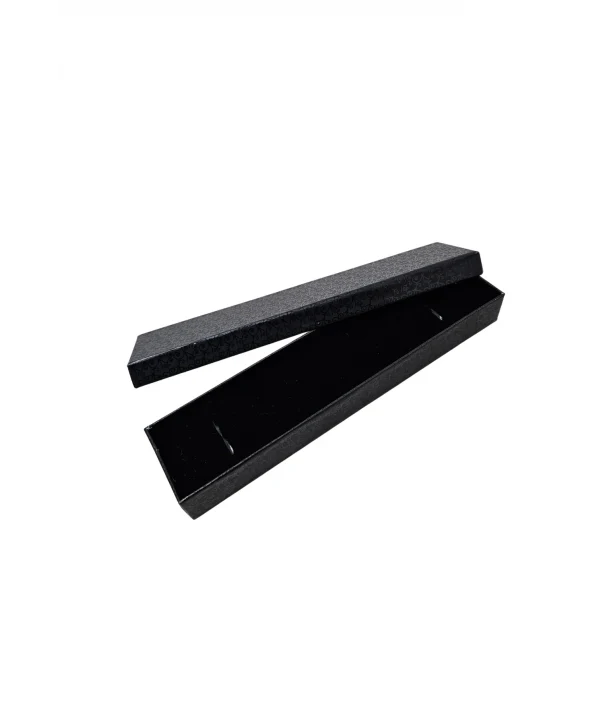 Sert Siyah Büyük Boy Karton Bileklik Kabartma Desenli Kutusu 12 Li Paket( Içi Süngerli )