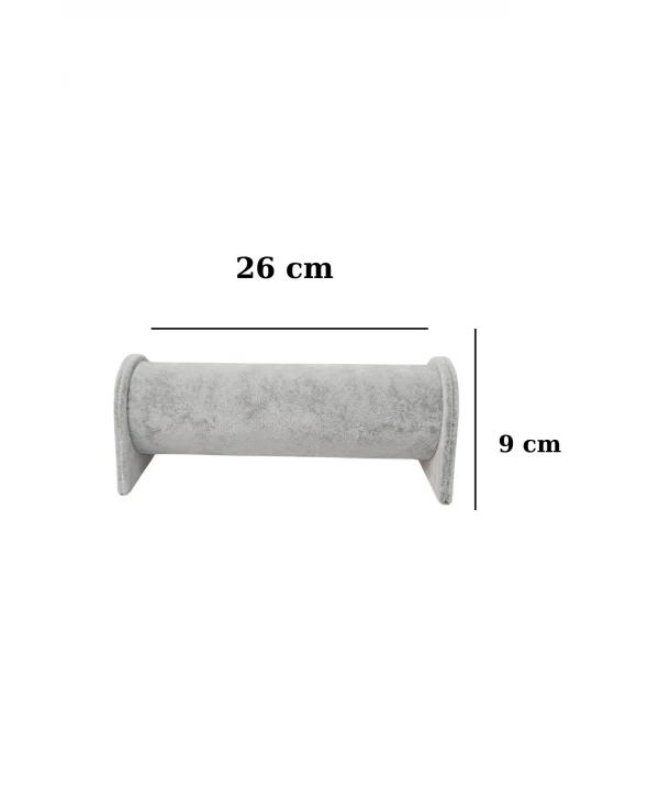 Silindir Süet Bay& Bileklik,Saat Ve Kelepçe Standı(26 cm) Gri