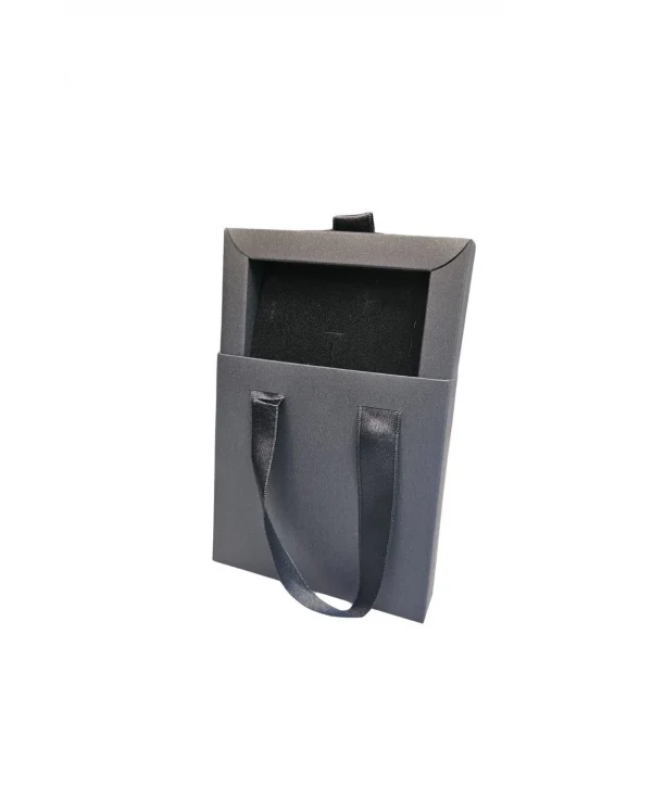 Siyah 12 Adet Çekmeceli ve Çantalı Karton Kolye&Mini set Kutusu (12x12 cm )